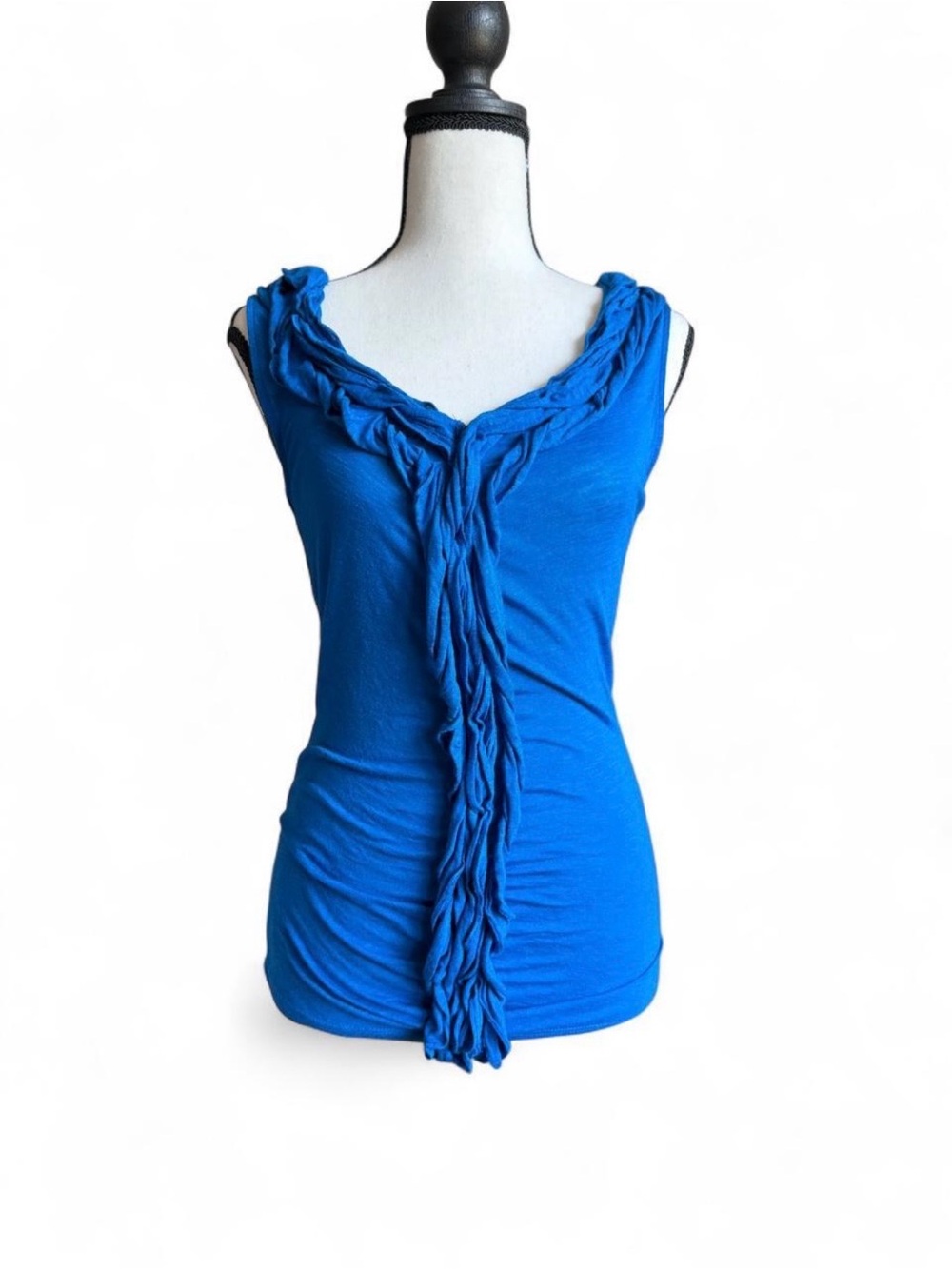 New York & Company Royal Blue Ruffle Tank Top S Office Siren Sleeveless Blouse